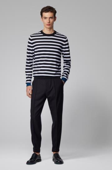Sweter BOSS Striped Ciemny Niebieskie Męskie (Pl86611)